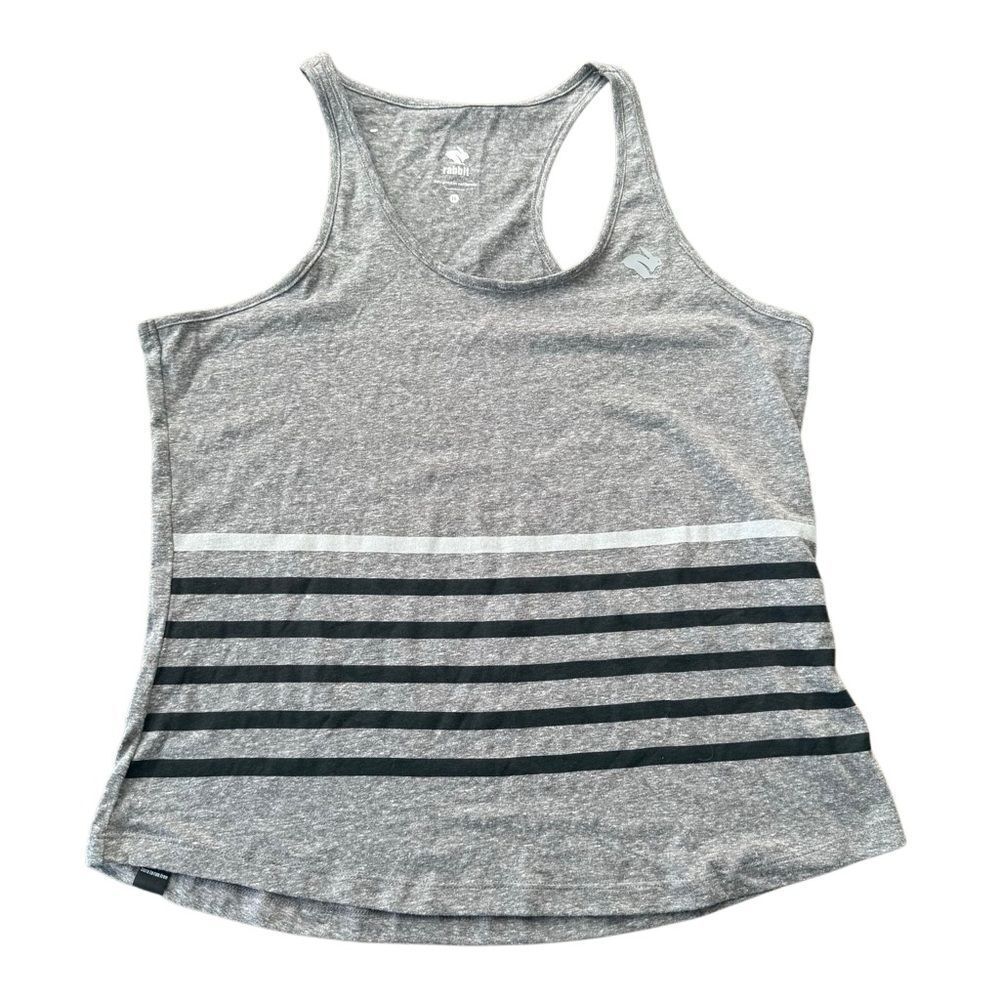 Rabbit Remix Tank Top Running Tank Grey Stripe Large NWT